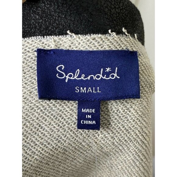 Splendid‎ Womens French Terry Moto Jacket Black Asymmetric Zip Up Pockets S New - Picture 7 of 11